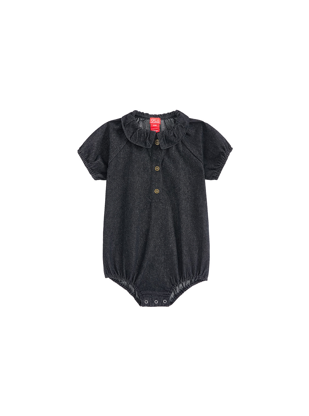 Baby Denim Trim Romper - Black Denim