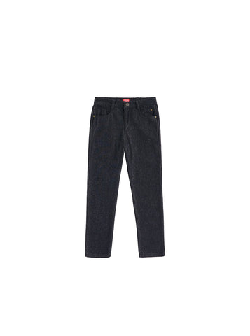 Denim Long Trim Pants - Black Denim