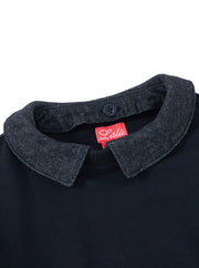 Detachable Denim Collar Top - Black Denim