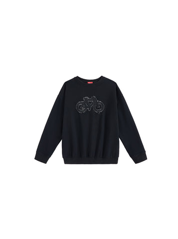 Denim Applique Top - Black