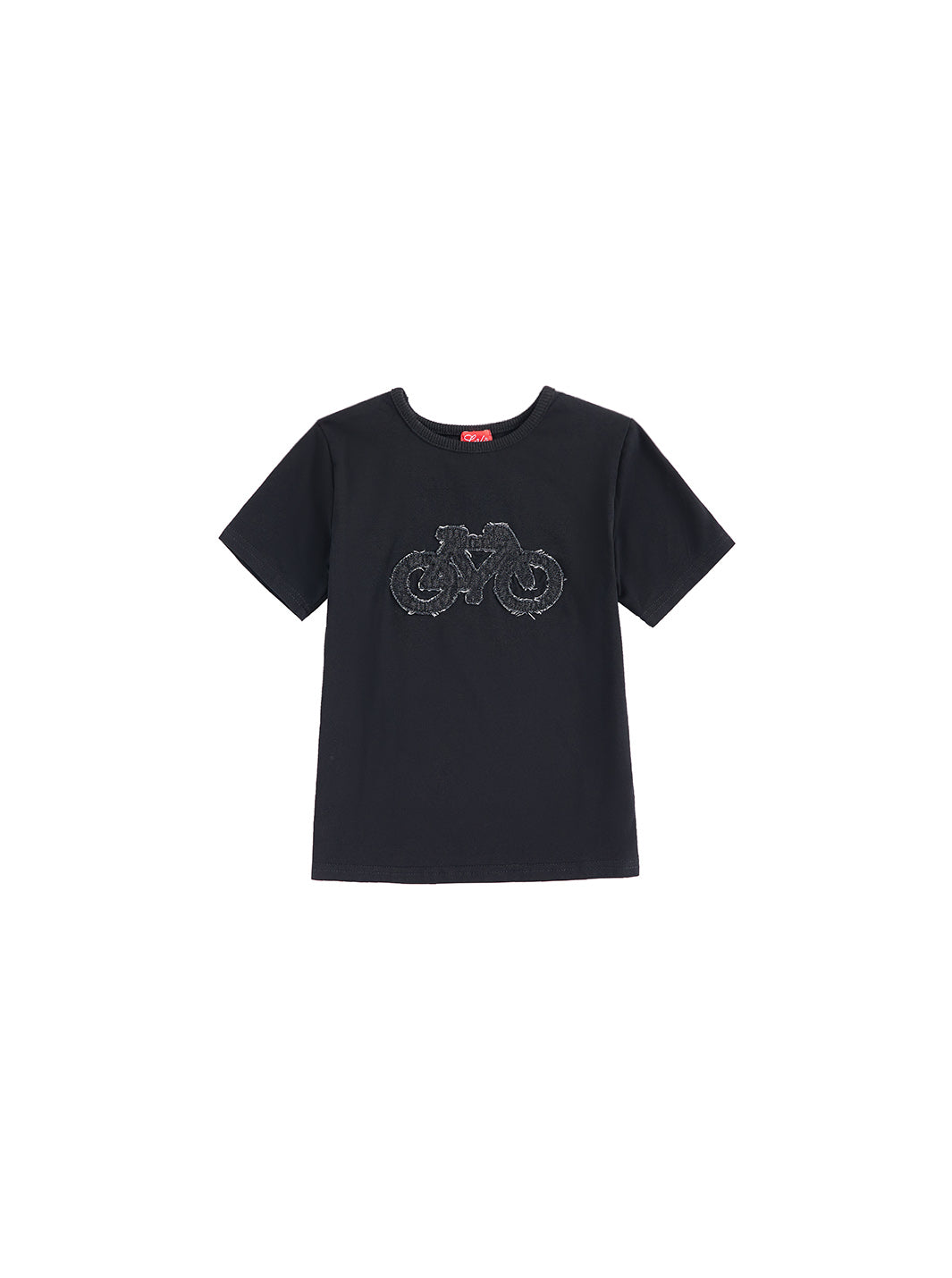 Denim Applique T-shirt - Black