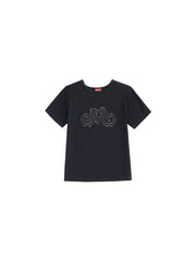 Denim Applique T-shirt - Black