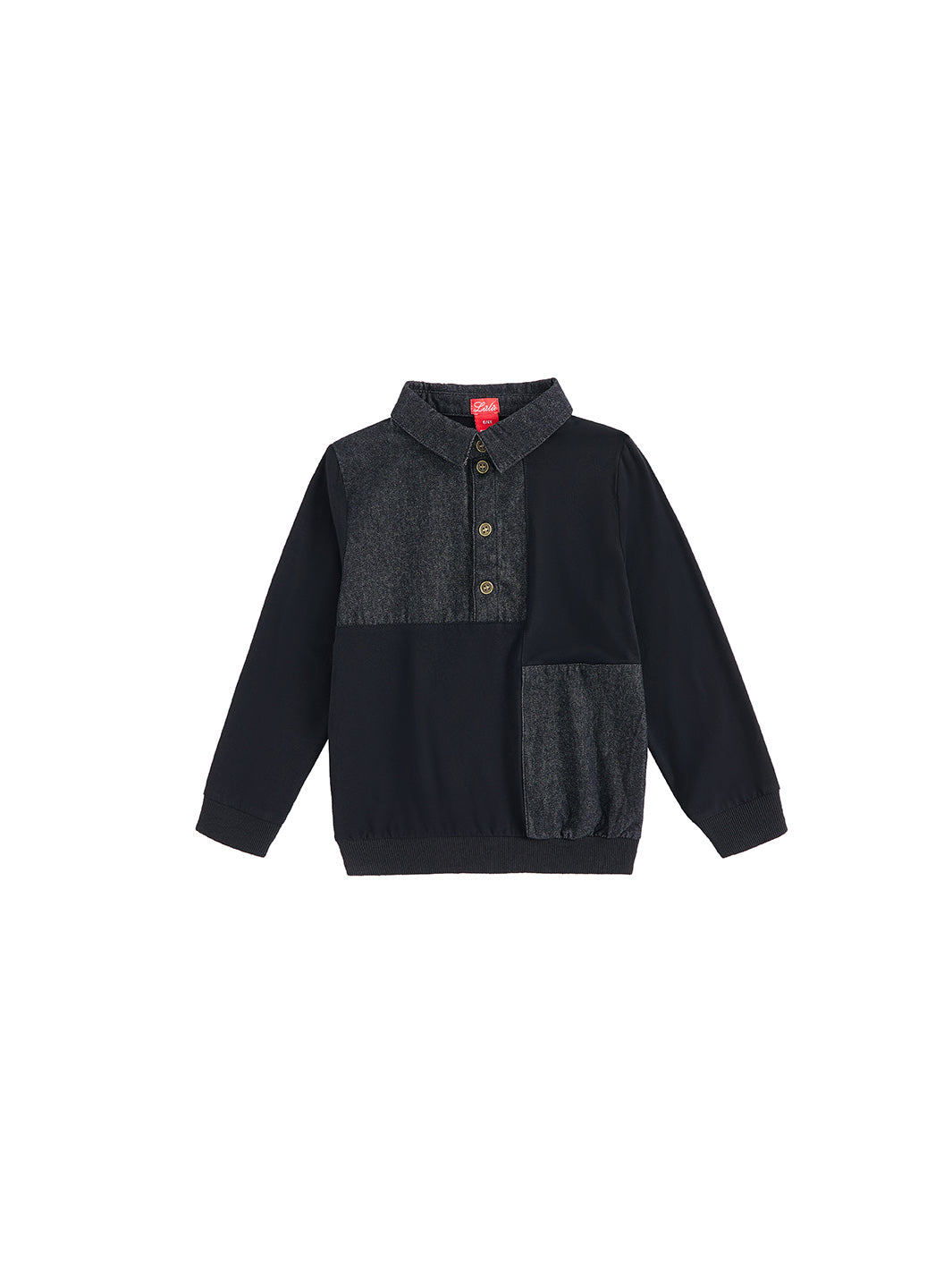 Color Block Trim Polo - Black Denim