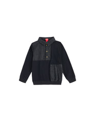 Color Block Trim Polo - Black Denim