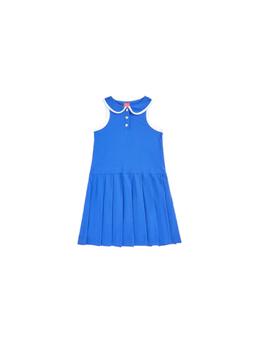 Classic Low Waisted Pleated Jumper - Deep Royal blue
