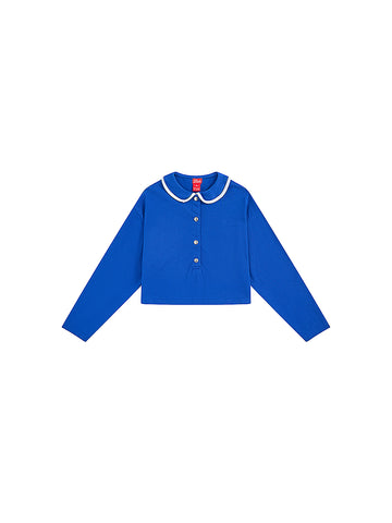 Classic Crop Length Shirt - Deep Royal blue