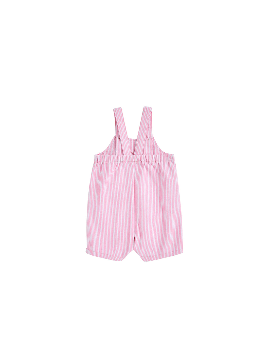 Denim Stripe Short Leg Romper - Lt. Pink