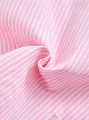 Denim Stripe Short Leg Romper - Lt. Pink