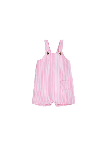 Denim Stripe Short Leg Romper - Lt. Pink