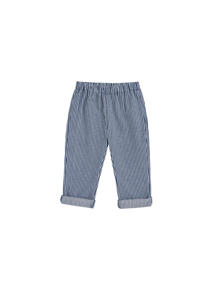 Elastic Waist Long Pants - Navy