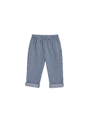 Elastic Waist Long Pants - Navy