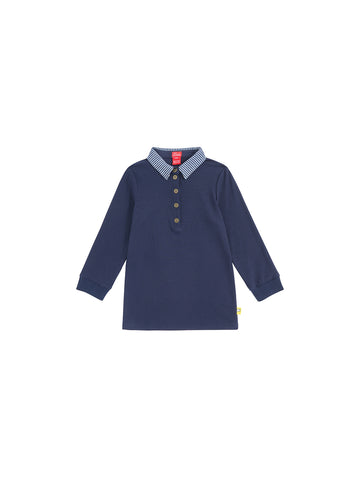 Trim Long Sleeve Polo - Navy