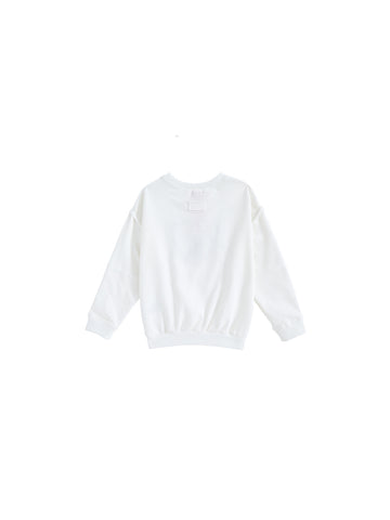 Print Emblem Top - Winter White/Navy