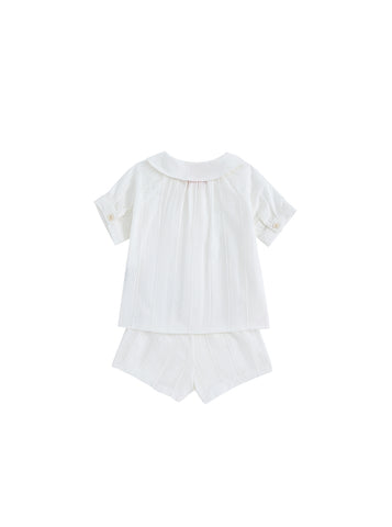 Boy Eyelet Striped Set