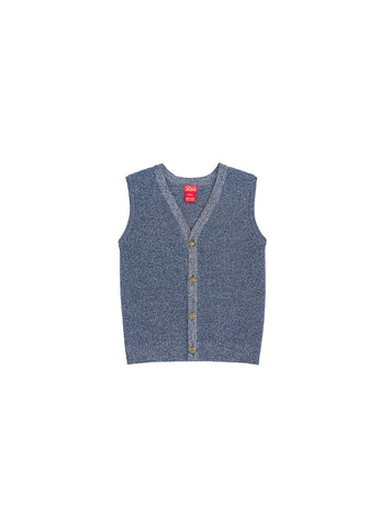 Classic Solid Vest - Navy White Mix