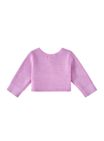 Baby Cardigan Crop Sweater - Lilac