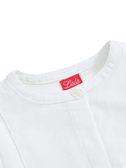 Front Embroidered Long Shirt - Off White