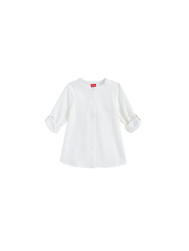 Front Embroidered Long Shirt - Off White