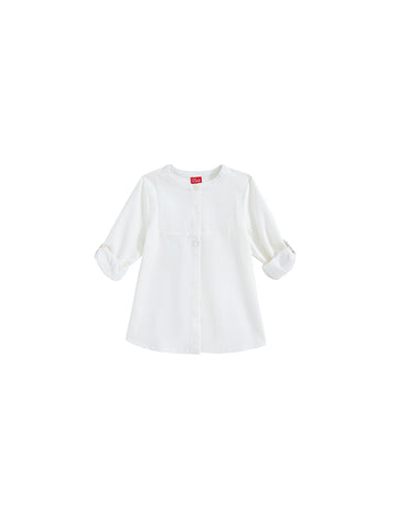 Front Embroidered Long Shirt - Off White