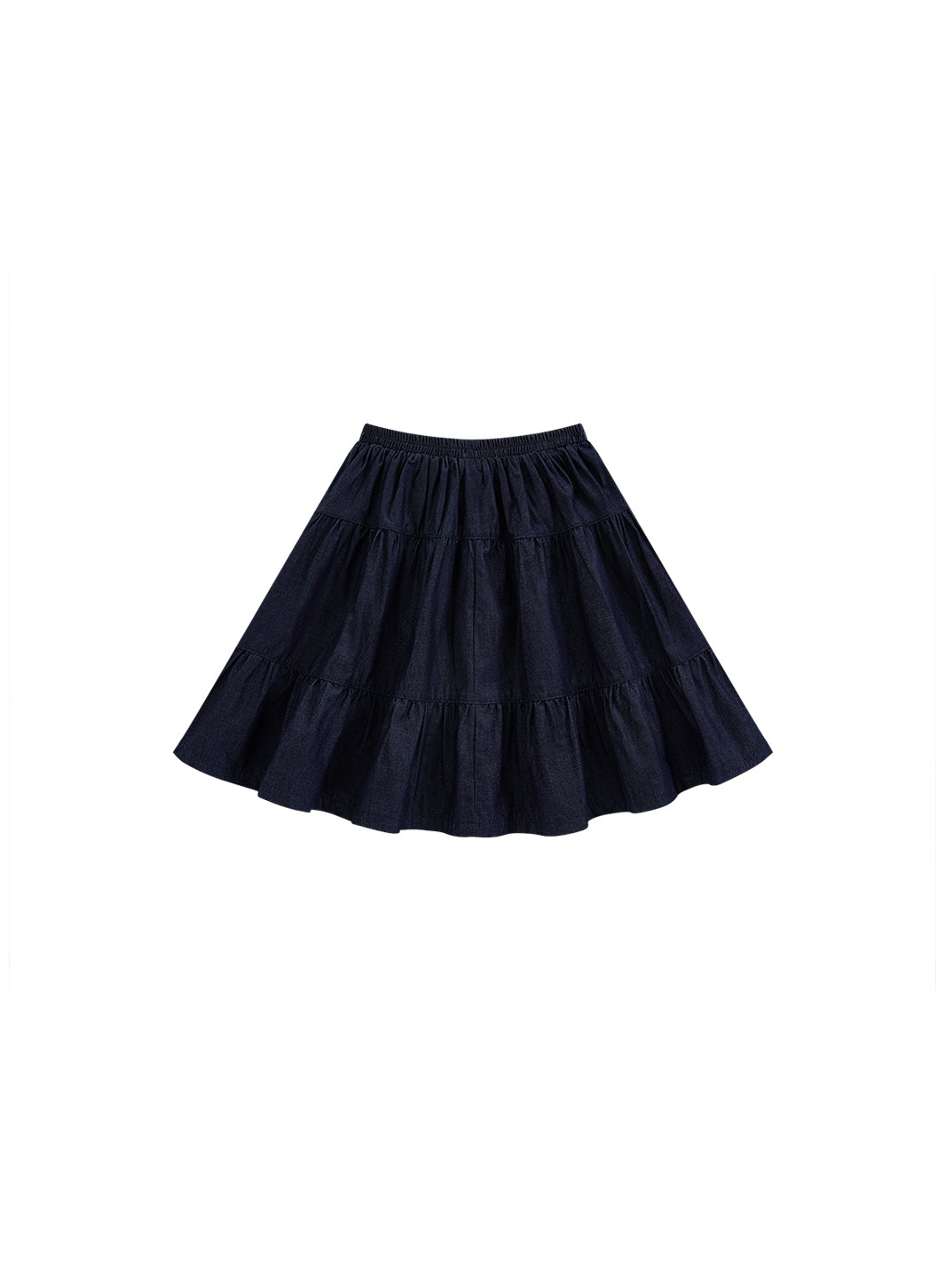Denim Tiered Skirt - Navy