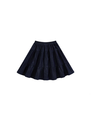 Denim Tiered Skirt - Navy