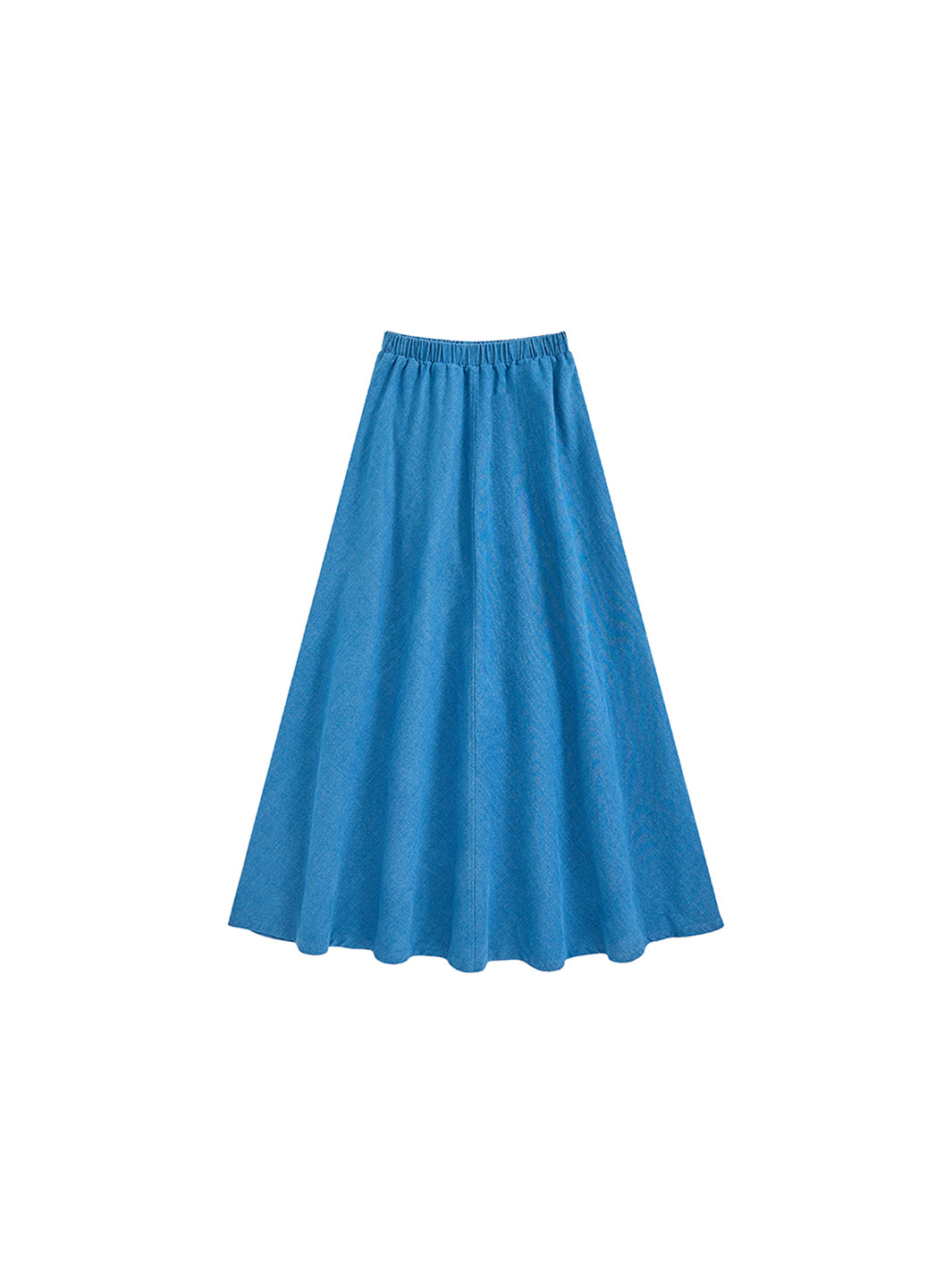 Denim Patch Midi Skirt - Blue Denim