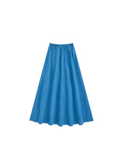 Denim Patch Midi Skirt - Blue Denim
