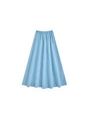 Denim Patch Midi Skirt - Pale Blue Denim