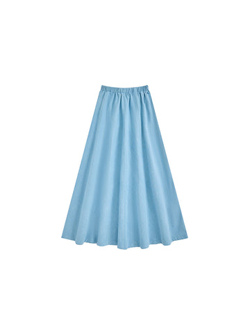 Denim Patch Midi Skirt - Pale Blue Denim