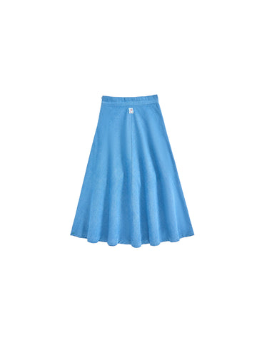 Denim Patch Classic Midi Skirt - Blue Denim