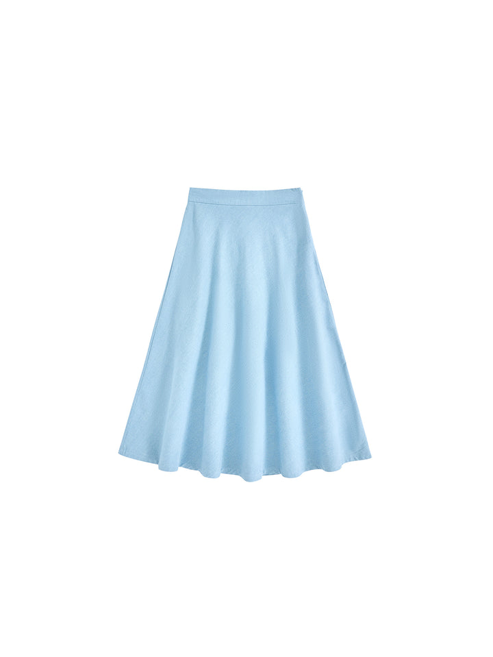 Denim Patch Classic Midi Skirt - Pale Blue Denim