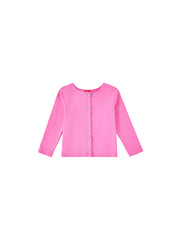 Basic Cardigan Crop Length T-shirt - Hot Pink