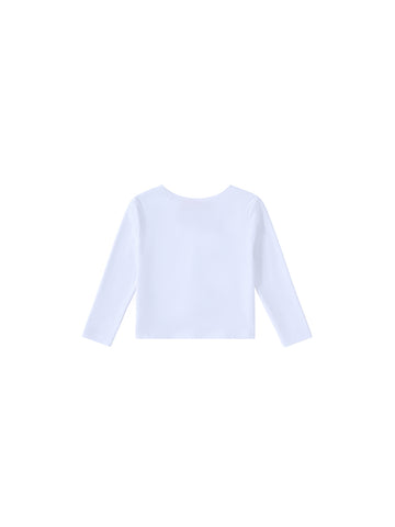 Basic Cardigan Crop Length T-shirt - White