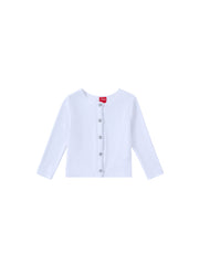 Basic Cardigan Crop Length T-shirt - White