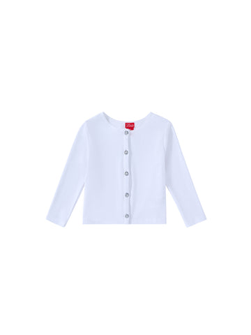 Basic Cardigan Crop Length T-shirt - White