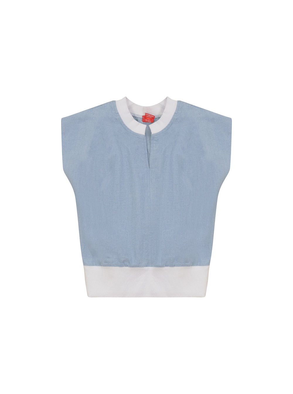 Denim Trim Vest - Pale Blue Denim