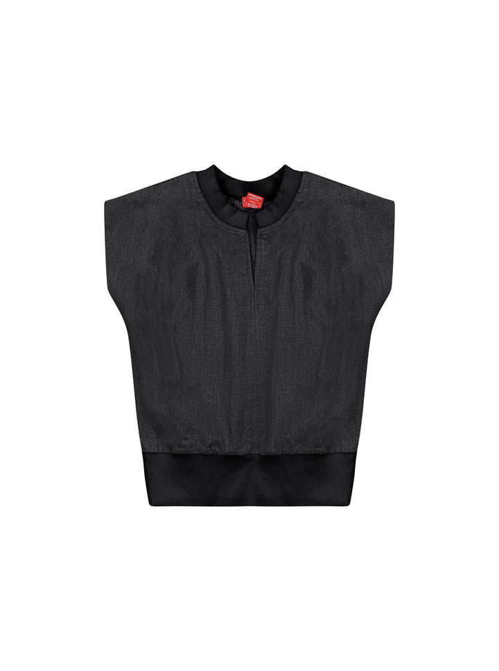 Denim Trim Vest - Black Denim