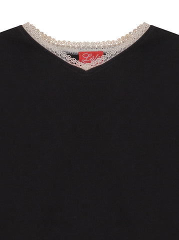Lace trim V-Neck Set