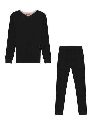 Lace trim V-Neck Set