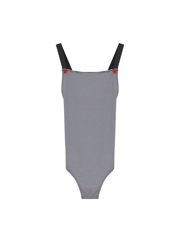 Seersucker Stripe Swimsuit - Black Stripe