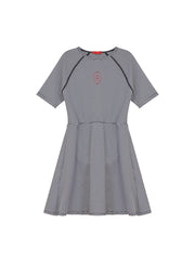 Seersucker Stripe Swim Dress - Black Stripe