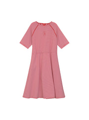 Seersucker Stripe Swim Dress - Red Stripe