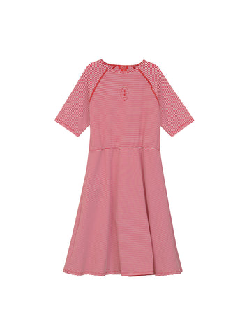 Seersucker Stripe Swim Dress - Red Stripe