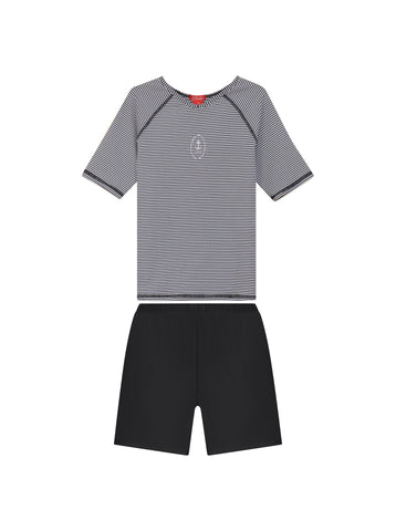 Boy Seersucker Striped Swim Set