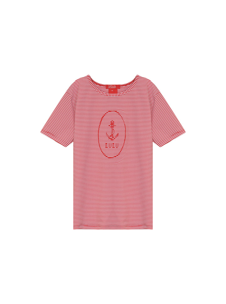 Seersucker Striped T-shirt - Red Stripe