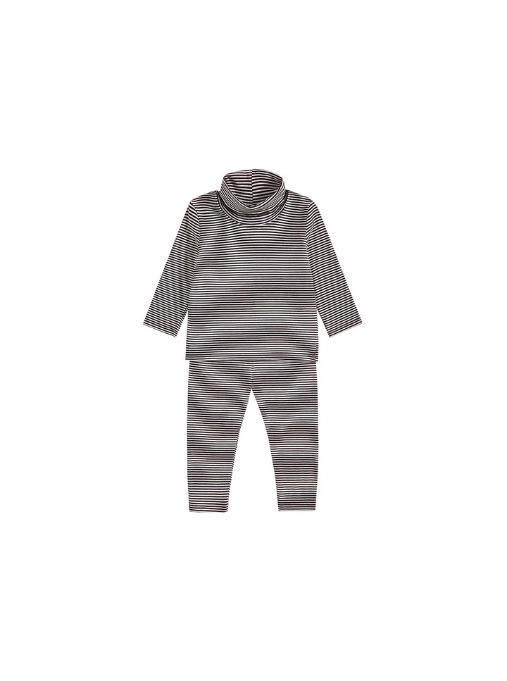 Baby Mock Neck Striped Set -  Brown