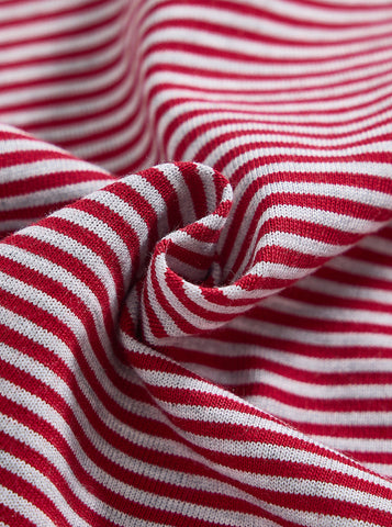 Baby Mock Neck Striped Set -  Burgundy