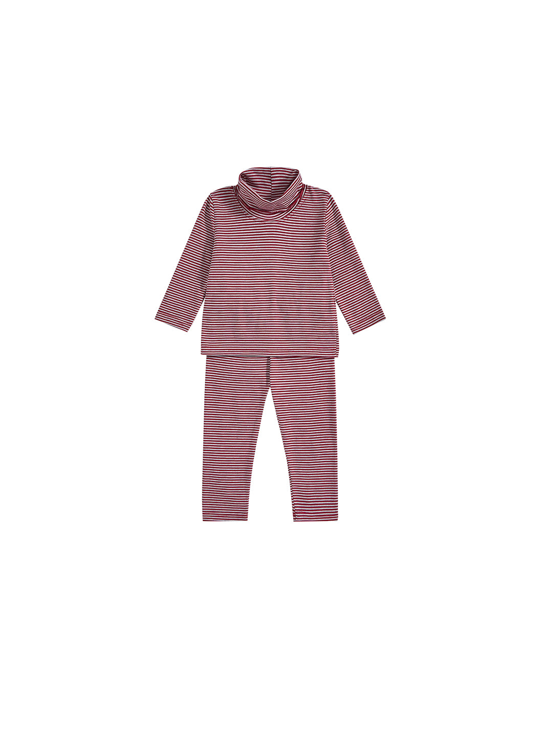 Baby Mock Neck Striped Set -  Burgundy