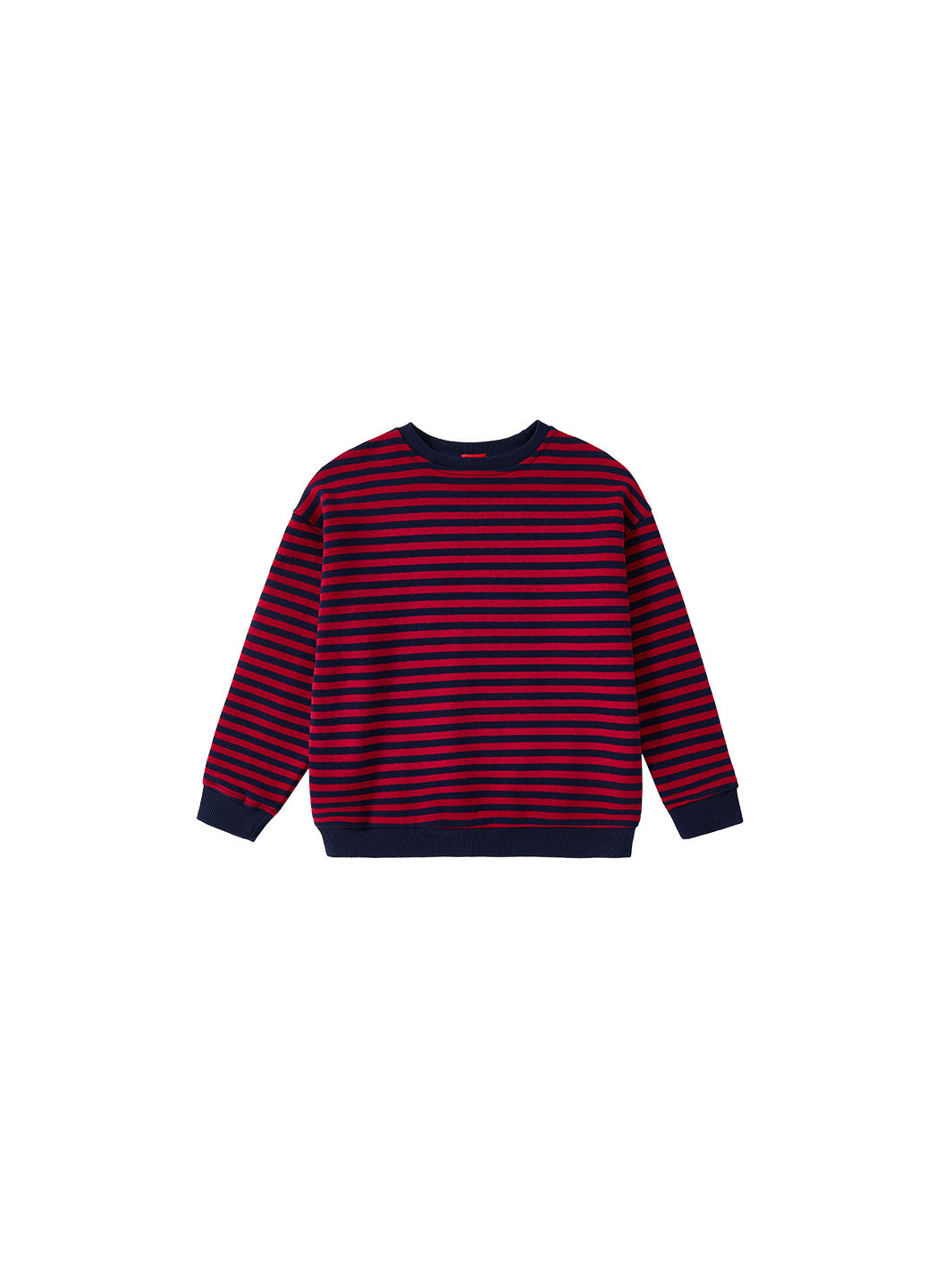 Corduroy Sleeve Patch Top - Red/navy