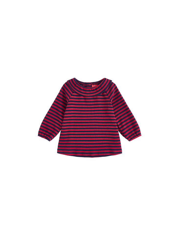 Striped Ruffle Collar Top